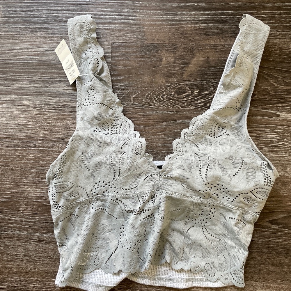 Aerie lace bralette XS grey- new!